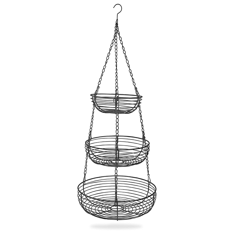 3-Tier Hanging Stainless Steel Metal Wire Fruit Basket