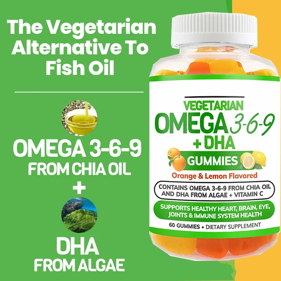 OEM ODM Health Supplement Lemon Flavor Vegetarian Brain Health Support DHA Omega 3 Gummies