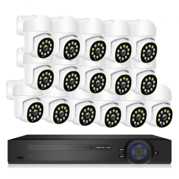 Sistema CCTV IP da 5 MP a 16 canali: kit di telecamere di rete PTZ impermeabile con POE NVR, sensore audio a due vie, CMOS per uso interno/esterno