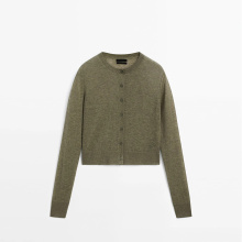 Women's casual minimalist style lightweight soft pure wool knitted cardigan