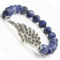 Sodalite Gemstone Bracelet with Diamante alloy Wing Piece