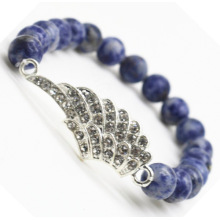 Sodalite Gemstone Bracelet with Diamante alloy Wing Piece