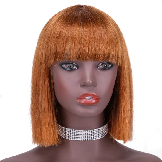 Straight bang cheap wholesale short glueless private label inch bob pixie cut brazilian 100% real human hair wig black women