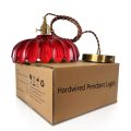 Red galss shade dining room LED pendant lamp