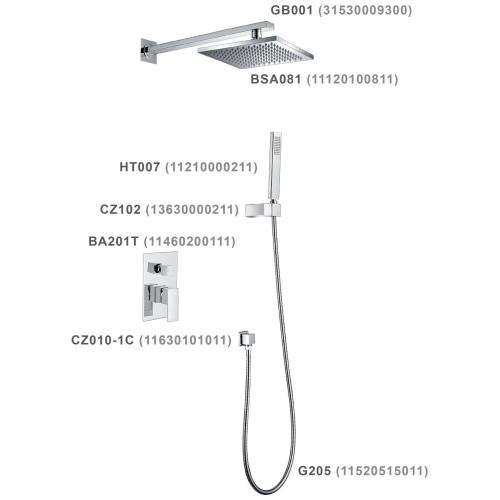 2 façons d&#39;ensemble de douche de pluie thermostatique