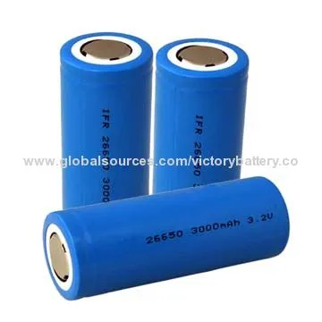 LiFePO4 26650 Rechargeable Cell Batteries with 3.2V, 3000mAh Capacity