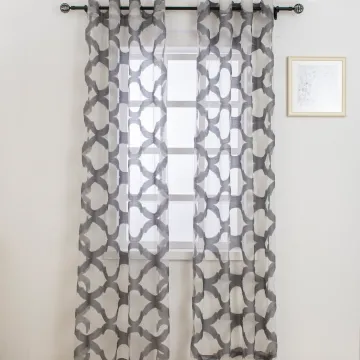 Dark Grey Romantic Nordic Style Jacquard Window Curtains: Fashionable, Sheer, and Elegant for Hotel & Living Room Décor