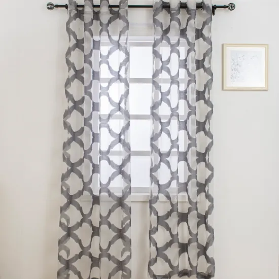Dark Grey Romantic Nordic Style Jacquard Window Curtains: Fashionable, Sheer, and Elegant for Hotel & Living Room Décor
