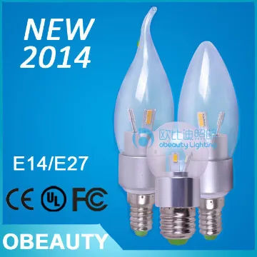 3w e27 e12 e14 clear led candle bulb new design 2014