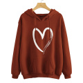 Damen -Casual Heart Print Long Sleeve Pullover