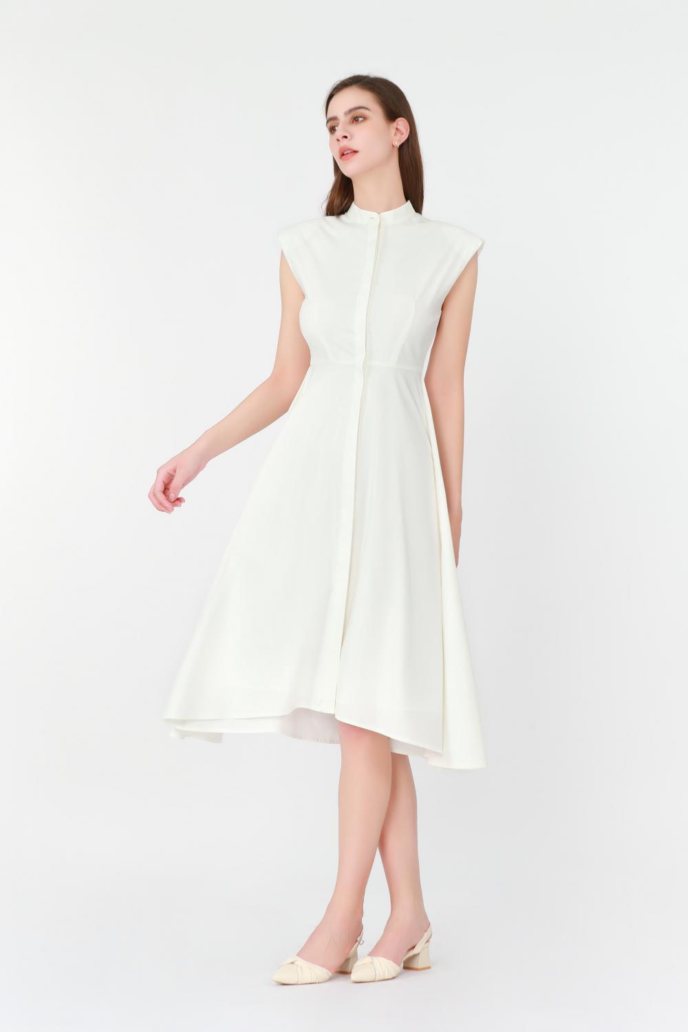 Wide Shoulder Irregular Hem Dress