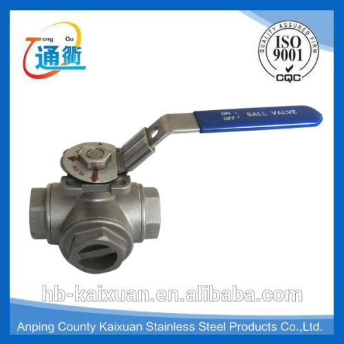 Stainless steel three way ball valve