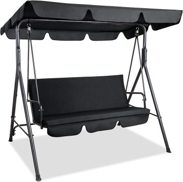 Comfortable 2-3 Person Patio Swing Chair with Removable Thicken Cushions and Convertible Canopy for Outdoor Porch Use