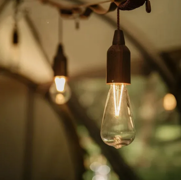 Outdoor Wood Grain Camping Lantern Retro Hanging LED Light