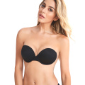 Black push up invisible strapless silicone bra