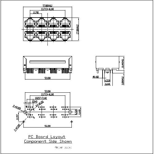 ATRJ5924-8P8C-X-D-H RJ45 JACK Top Entry Shielded,2X4P