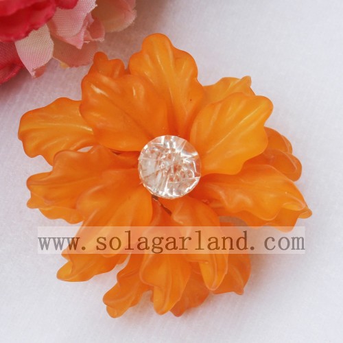 57MM Acrylic Vintage French Bead Flowers With Diamond Center