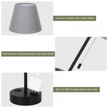 Bedside Nightstand Lamps with Dual USB Charging Ports