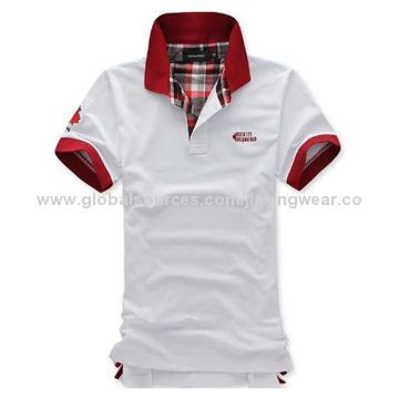 Cotton Short Sleeves Men Polo T-shirts, Environmental Friendly, Customized Designs are Available