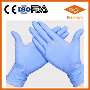 CE FDA ISO blue nitrile examination gloves