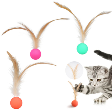 High-Rebound Silicone Smart Pet Toy: Elastic Dog Ball with Feather Cat Toy