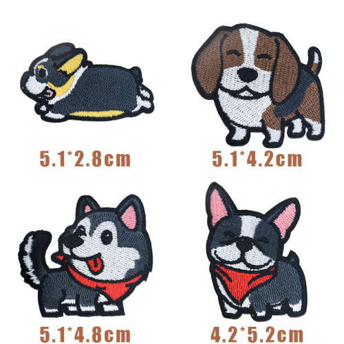 動物刺繍パッチかわいい犬鉄パッチ