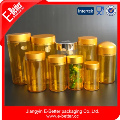 empty amber plastic capsule/pills/tablets bottle,pharmaceutical plastic container