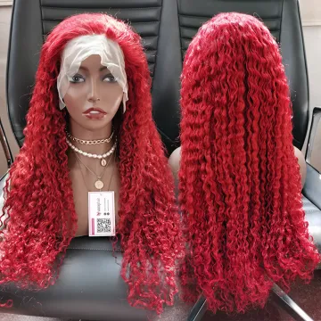 Pre plucked deep wave red lace front wigs for black women virgin brazilian hair transparent hd lace frontal red wigs human hair