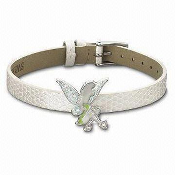 White Leather Bracelet with Zinc Alloy Decoration, Suitable for Promotions