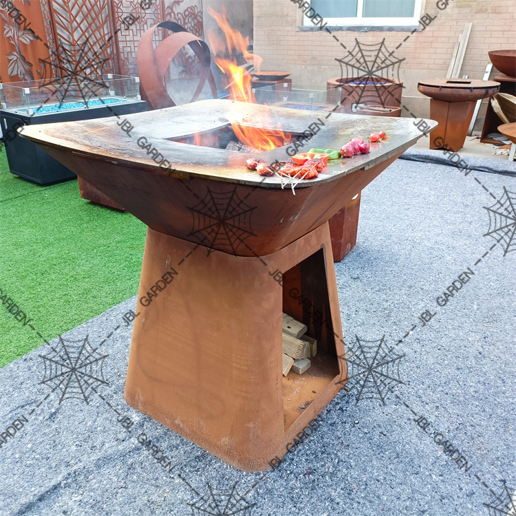 Rusty Corten Metal Barbecue Grill BBQ