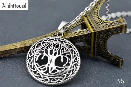 2022 Men's Stainless Steel Family Tree Pendant Necklace - Wholesale