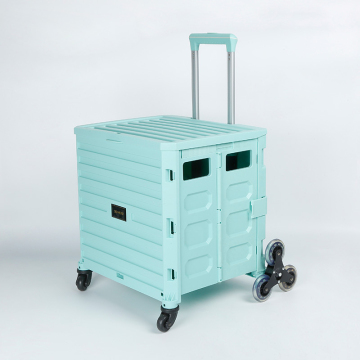 Easy Climbing 8-Wheel Plastic Rolling Folding Cart: Your Versatile Trolley Solution for Shopping and More