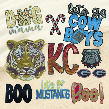 Holly Jolly Christmas Glitter Sequin Letters Iron-on Patches