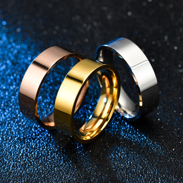 Trendy Stainless Steel Wholesale Hip Hop Punk Jewelry Plain Couple Love Rings - Gold and Silver Plated Men's Rings