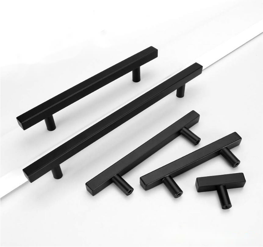 black stainless steel drawer pulls