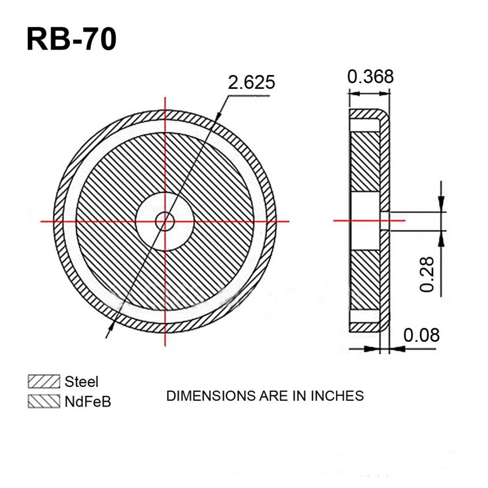 80 фунтов удерживающих магнитов - магниты керамической чашки - RB70