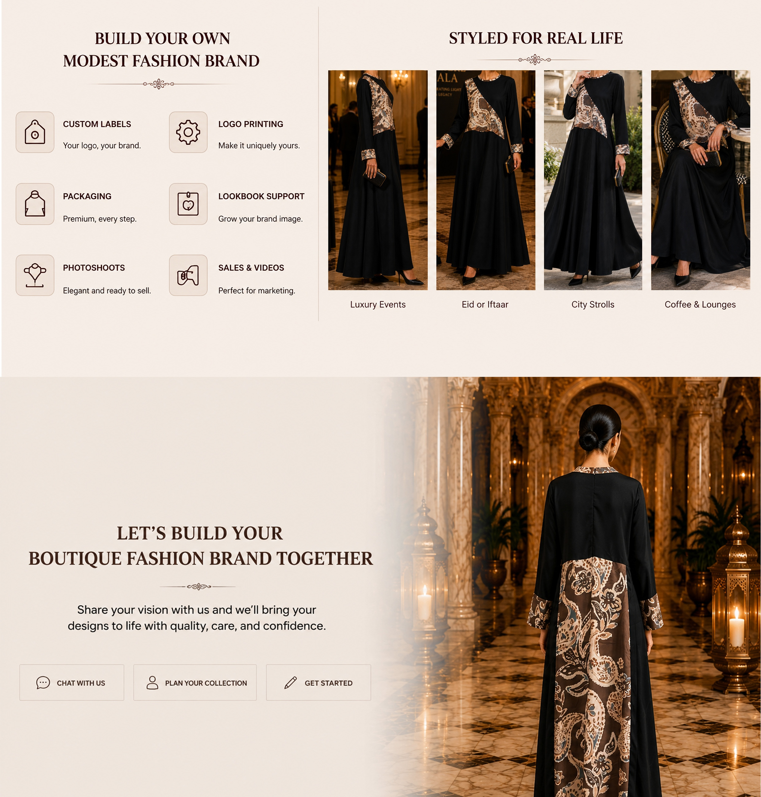 black floral jacquard panel abaya private label styling