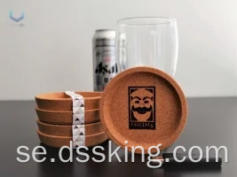 Partihandel Print Round Cork Wood Coasters Kaffe heta drycker med logotyp med logotyp