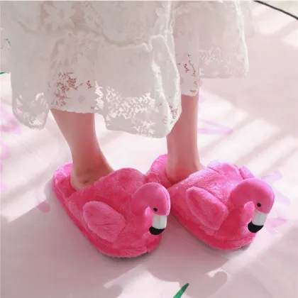 Warm Home Slippers Unisex Soft Slippers Winter Pink Flamingo