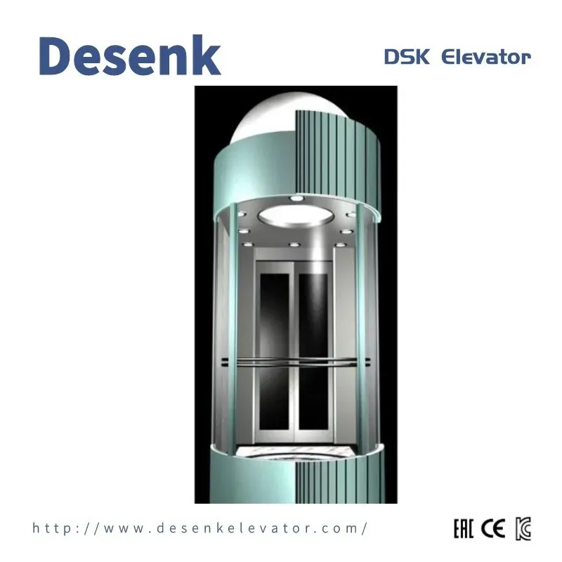 Fuji Passenger Elevator: Small Machine Room Panoramic & Sightseeing Elevator with Glass Door
