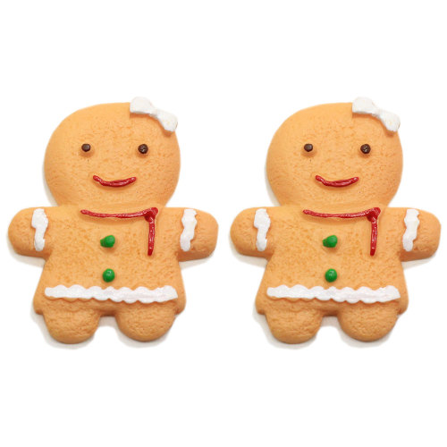 Le plus chaud 100 pièces pain d&#39;épice artificiel homme résine artisanat dessin animé Biscuits porte-clés ornement embellissement de noël