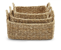 Square Shape Woven Seagrass Basket for Storage