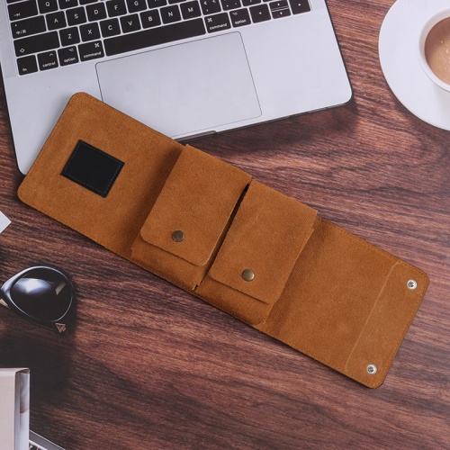 leather velvet suede double watch travel storage pouch