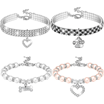 Luxury Pet Shiny Rhinestone Collar with Heart Shape Pendant