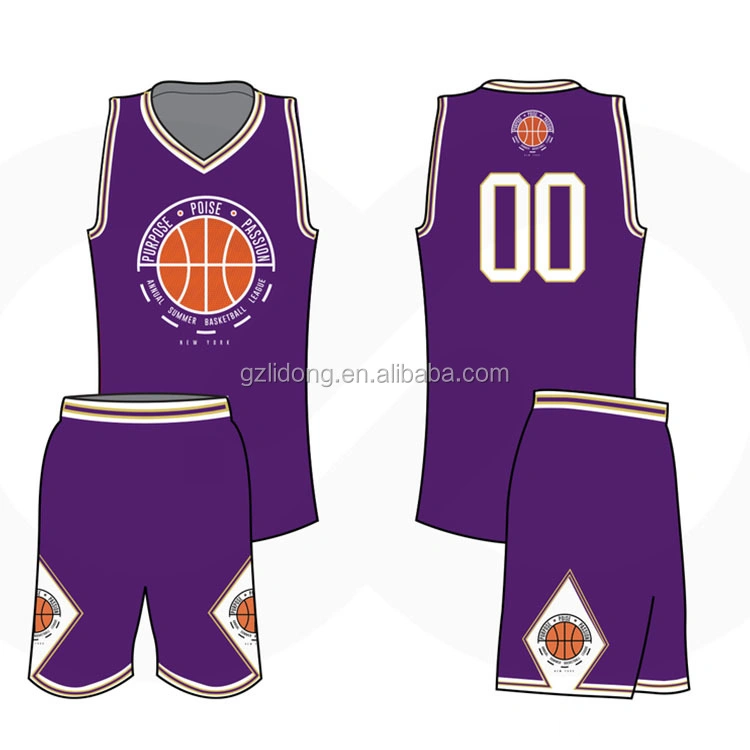 Source Purple Color Sublimation Printed Basketball Uniforms Adult