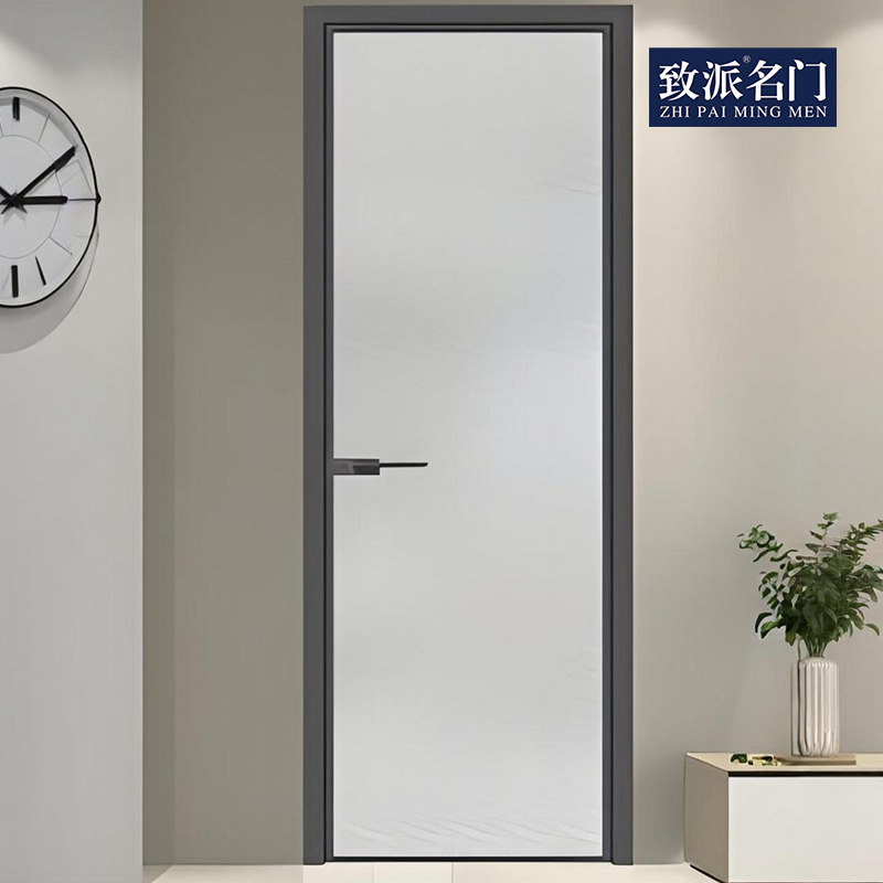 Minimalist interior door with ultra-narrow frame
