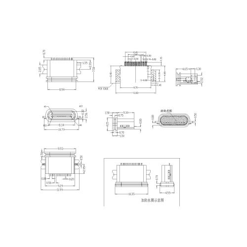 16P Female Waterproof 90° SMT and DIP Type