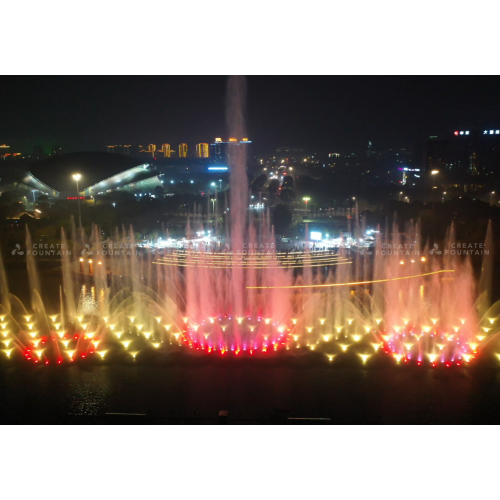 น้ำพุสระน้ำลอยน้ำพร้อมการแสดงแสงสี