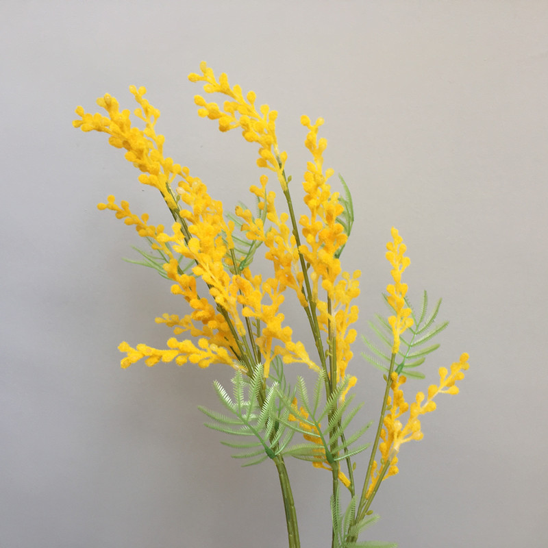 Artificial Acacia Flowers Yellow Mimosa Spray Cherry Fruit Branch Wedding Party Event Decor Home Table Flower