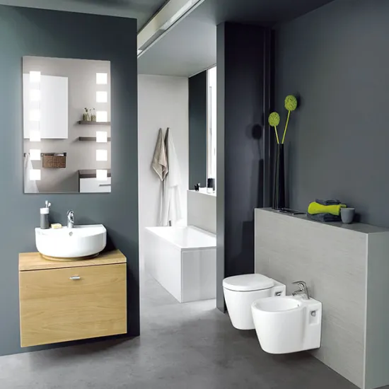 Vanity Make-up Organizer with LED Light Mirror, Wall-Mounted, Bath Touch Sensor Switch & Full Body